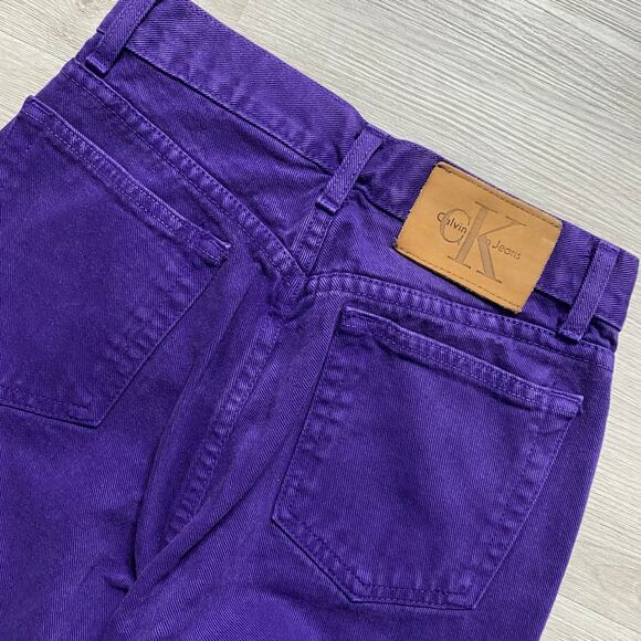 90s Calvin Klein Straight Leg Purple Jeans Size 5 Small - Picture 2 of 9